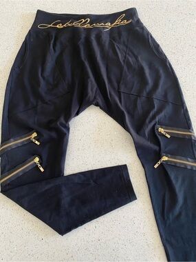 Labellamafia Gold-Accent Black Jogger balloon Pants